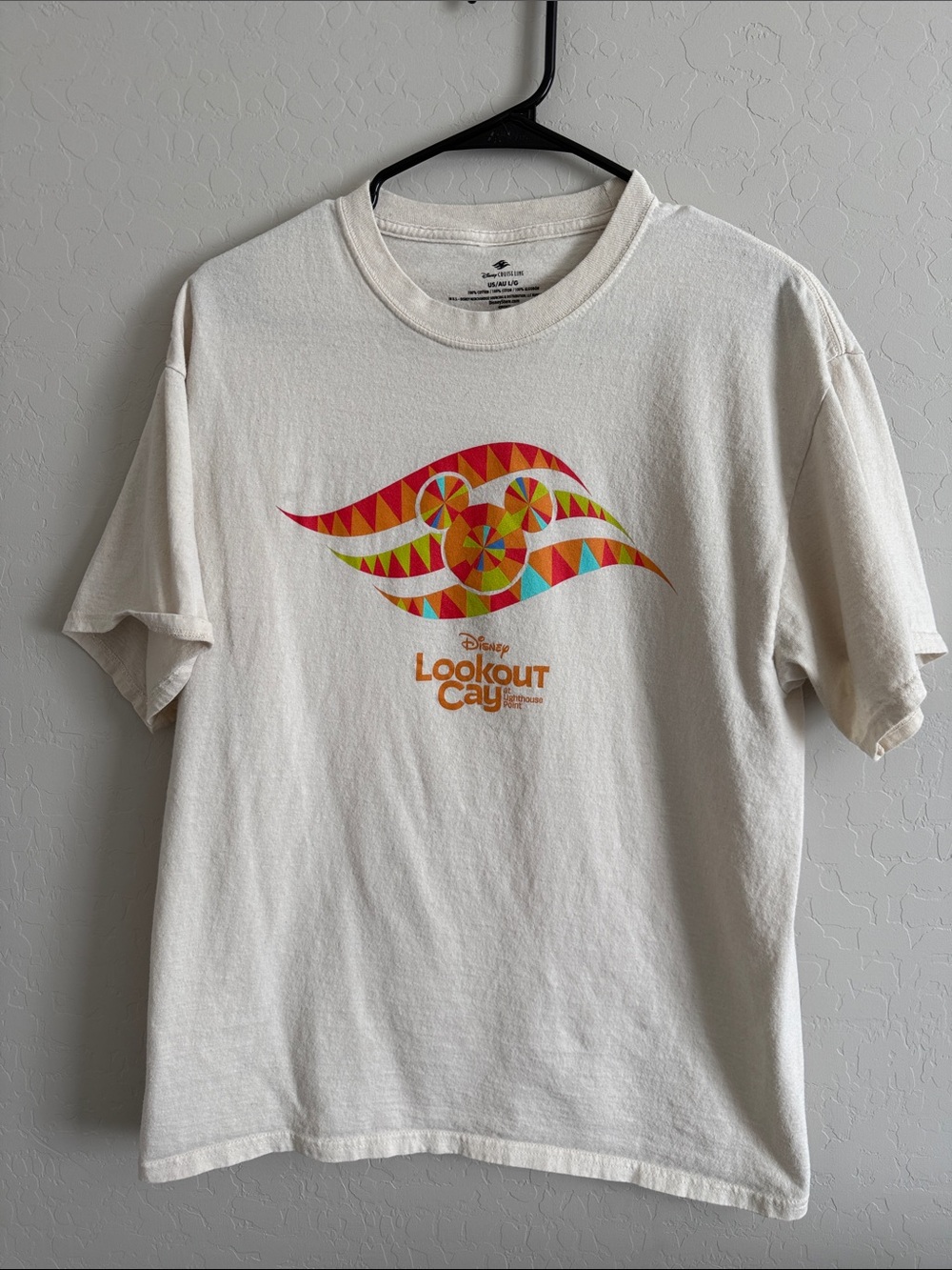 Disney Cream Tee with Bright Multicolor Wave Logo